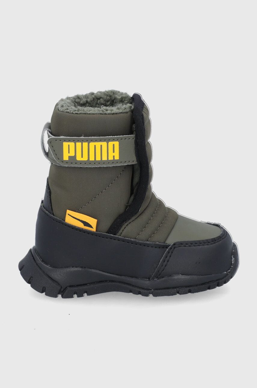 Puma Dětské sněhule 380746 zelená barva - Pepit.cz