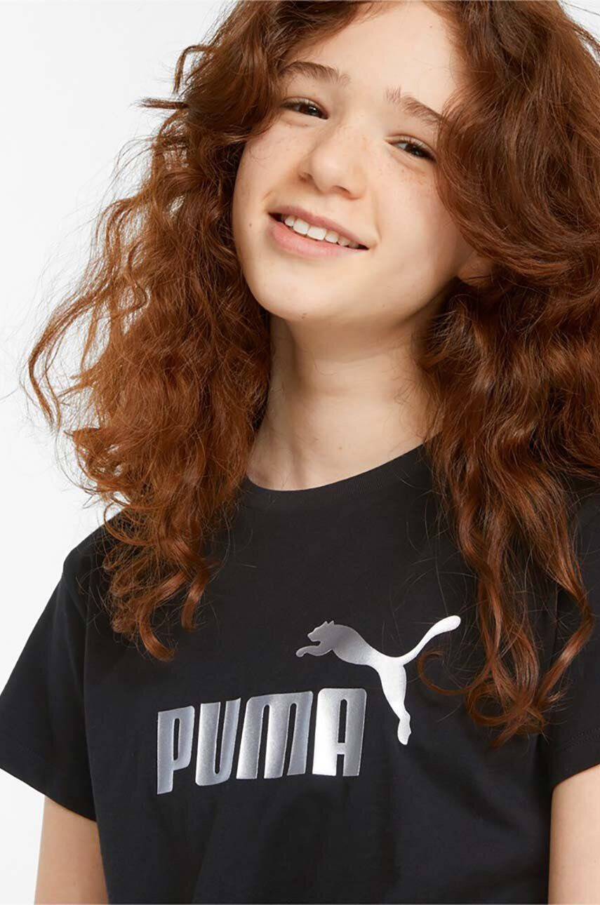 Puma Dětské tričko ESS+ Logo Knotted Tee G černá barva - Pepit.cz