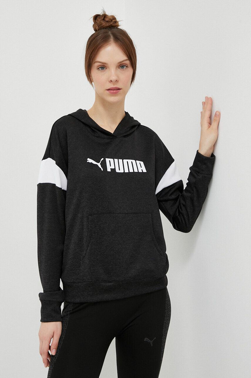 Puma Tréninková mikina Fit Tech černá barva s kapucí - Pepit.cz