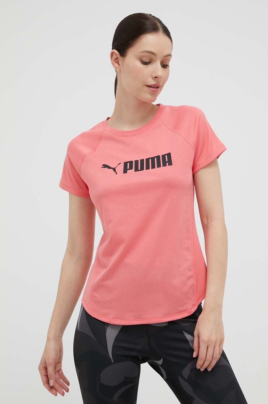 Puma Tréninkové tričko Fit Logo růžová barva - Pepit.cz