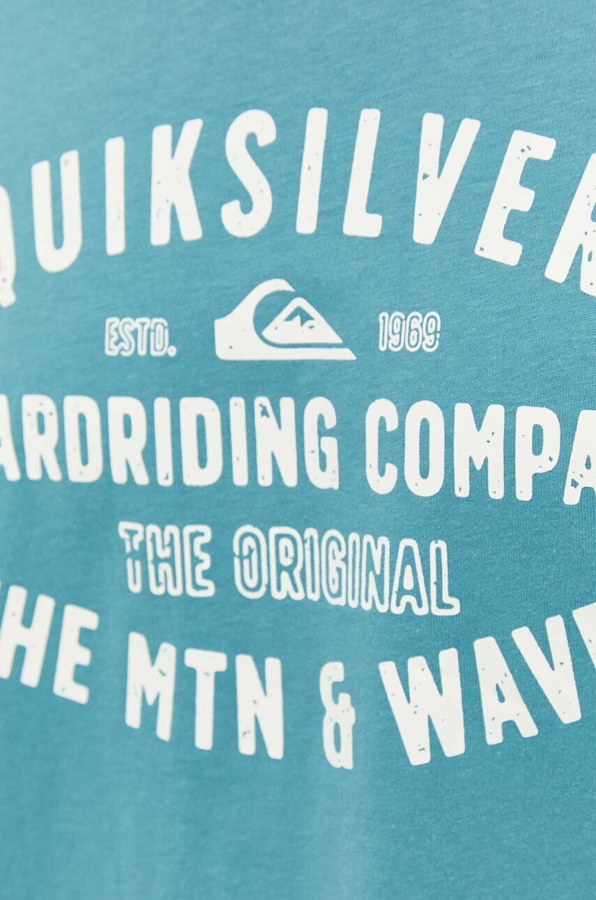 Quiksilver Bavlněné tričko tyrkysová barva s potiskem - Pepit.cz