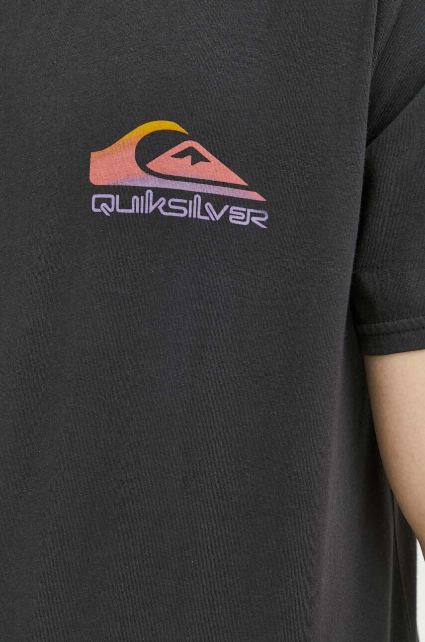 Quiksilver Bavlněné tričko černá barva s potiskem - Pepit.cz