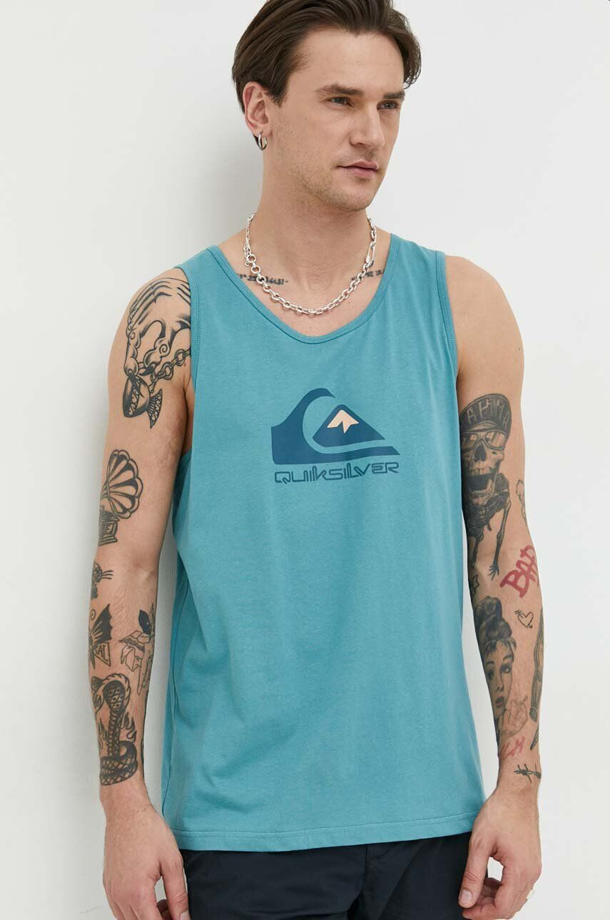 Quiksilver Bavlněné tričko tyrkysová barva - Pepit.cz