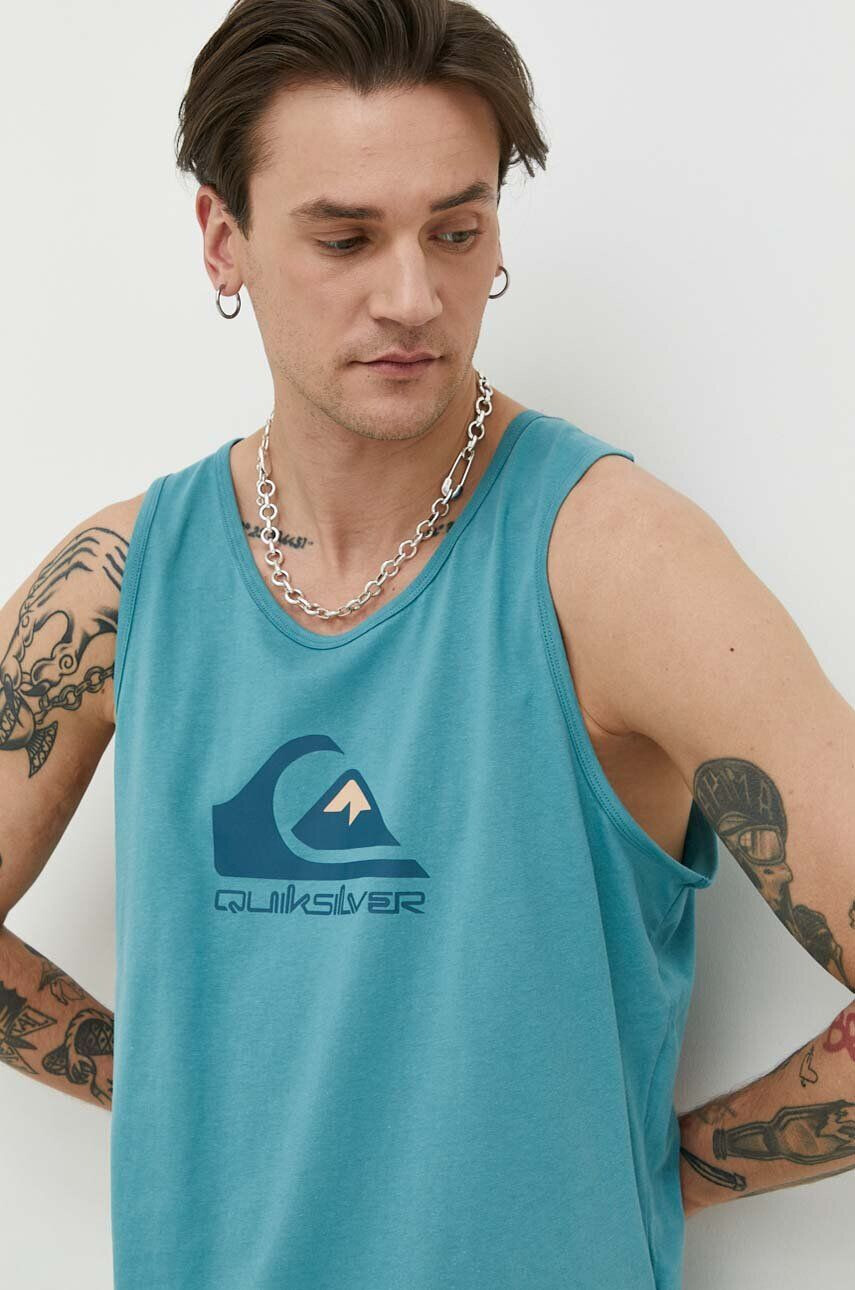 Quiksilver Bavlněné tričko tyrkysová barva - Pepit.cz