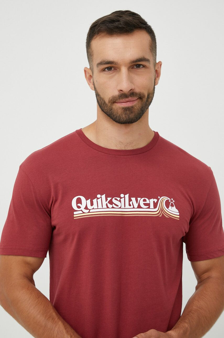 Quiksilver Bavlněné tričko černá barva s potiskem - Pepit.cz