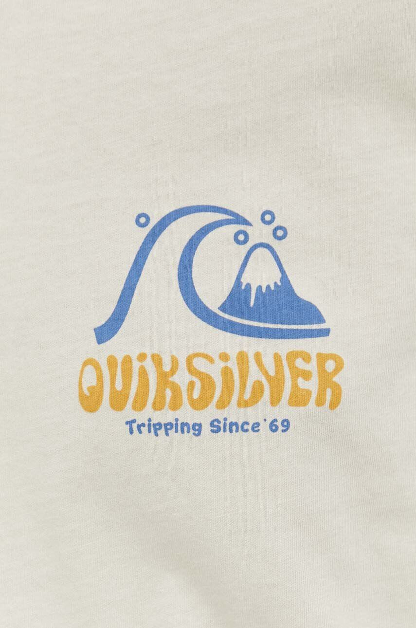 Quiksilver Bavlněné tričko béžová barva s potiskem - Pepit.cz