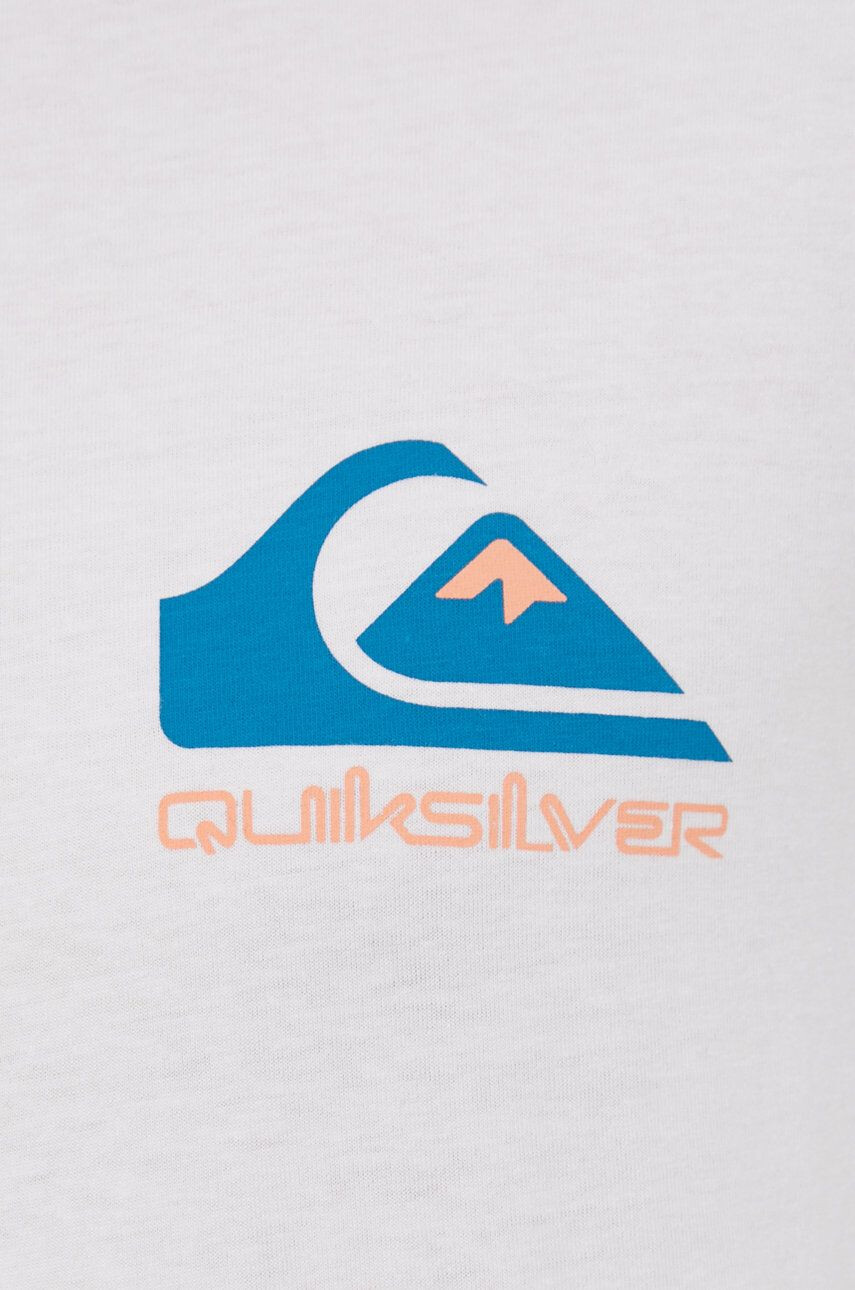 Quiksilver Bavlněné tričko s dlouhým rukávem bílá barva s potiskem - Pepit.cz