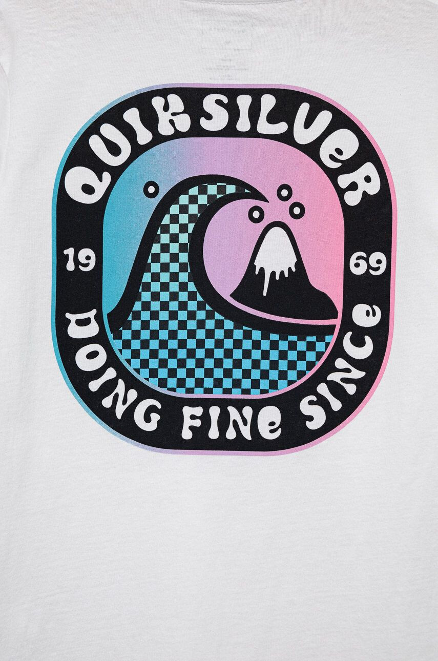 Quiksilver Dětské bavlněné tričko bílá barva s potiskem - Pepit.cz