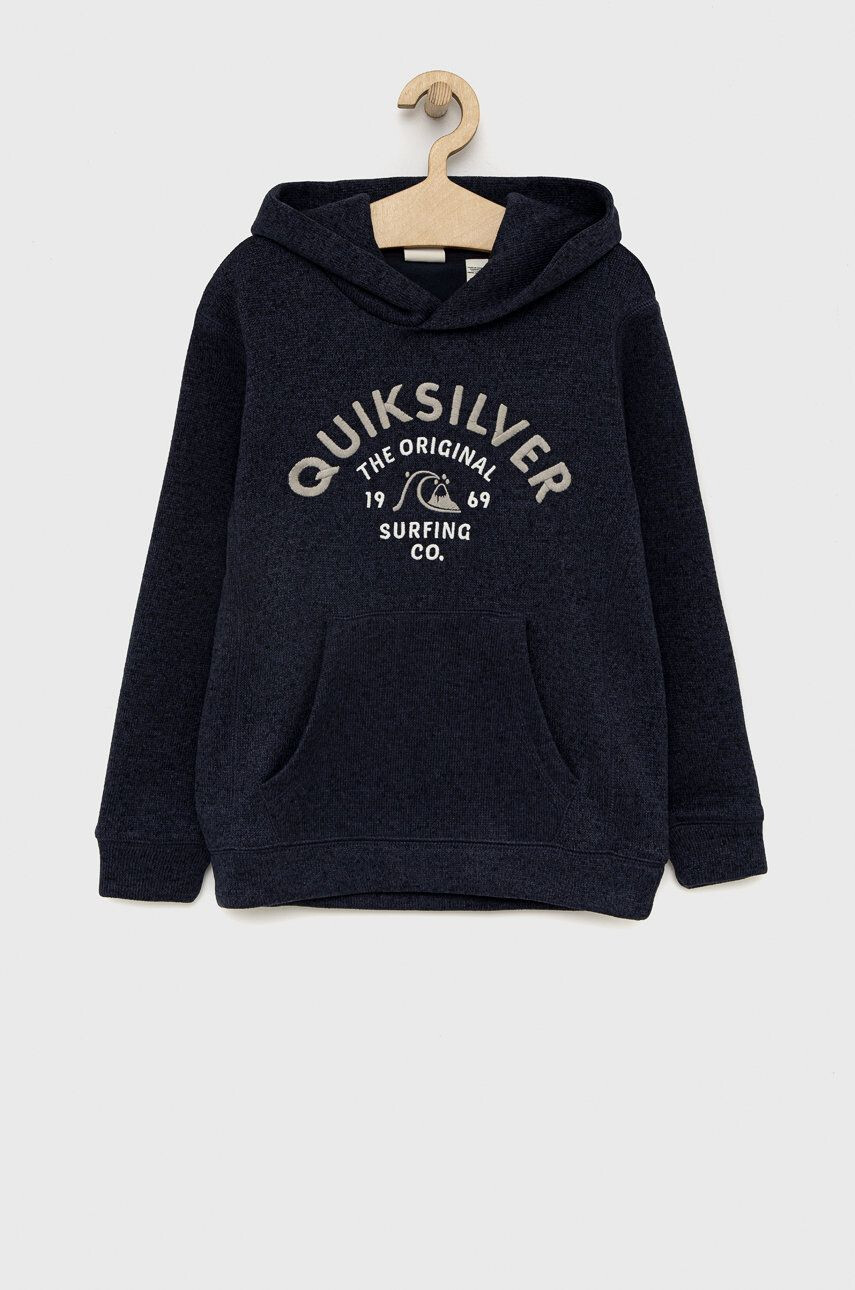 Quiksilver Dětská mikina tmavomodrá barva s kapucí s potiskem - Pepit.cz