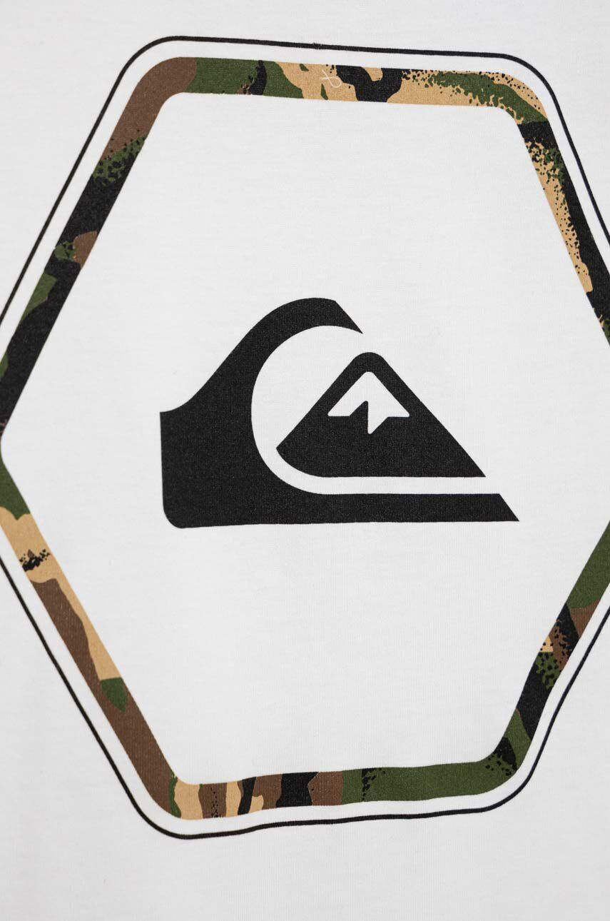 Quiksilver Dětské bavlněné tričko bílá barva s potiskem - Pepit.cz