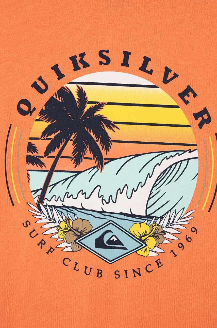 Quiksilver Dětské bavlněné tričko oranžová barva s potiskem - Pepit.cz