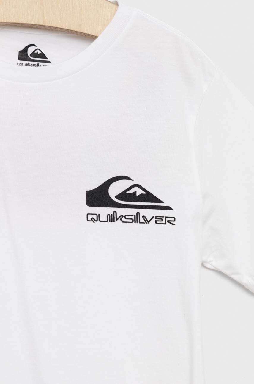 Quiksilver Dětské bavlněné tričko bílá barva s potiskem - Pepit.cz