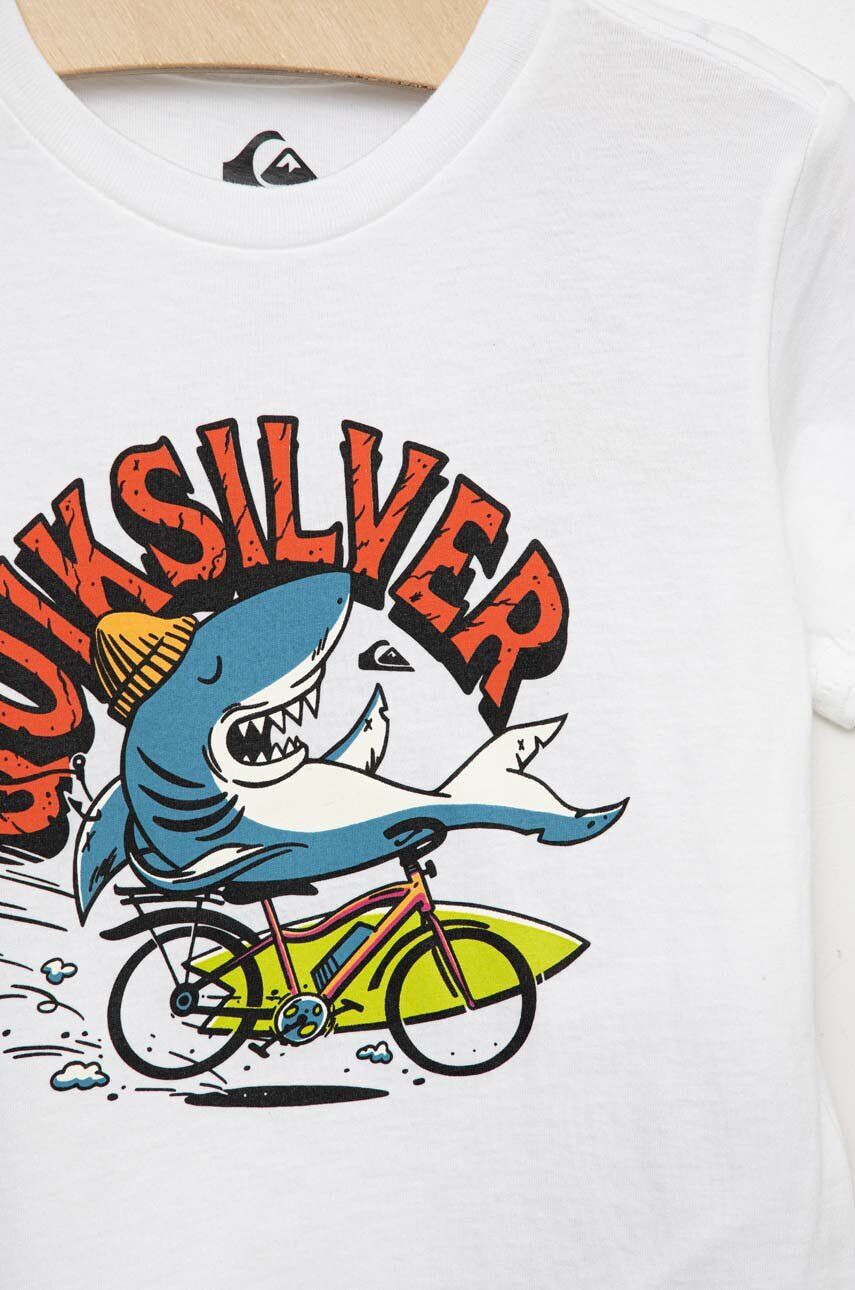 Quiksilver Dětské bavlněné tričko bílá barva s potiskem - Pepit.cz