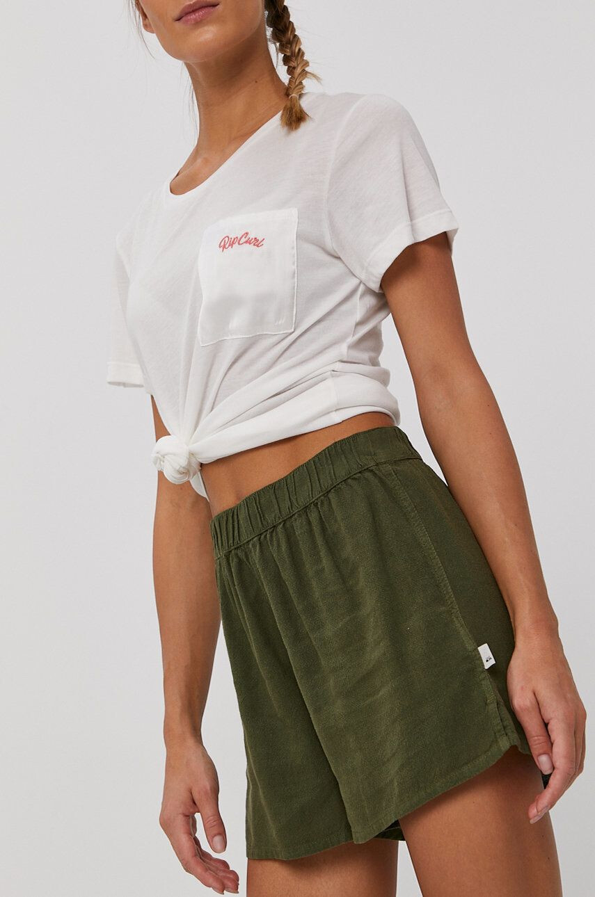 Quiksilver Kraťasy dámské zelená barva hladké high waist - Pepit.cz