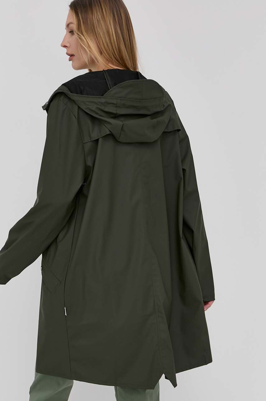 Rains Bunda 12020 Long Jacket zelená barva přechodná 12020.03-Green - Pepit.cz