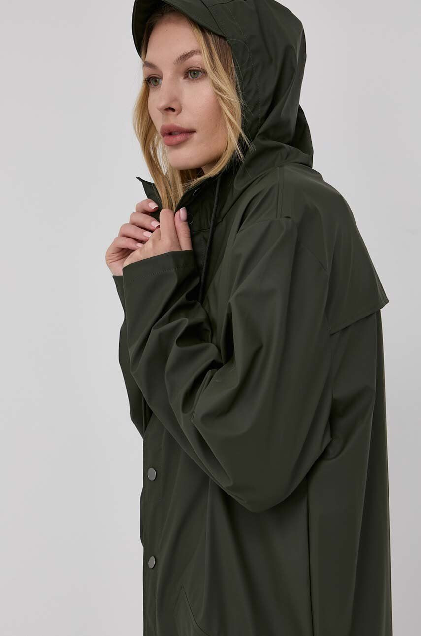 Rains Bunda 12020 Long Jacket zelená barva přechodná 12020.03-Green - Pepit.cz