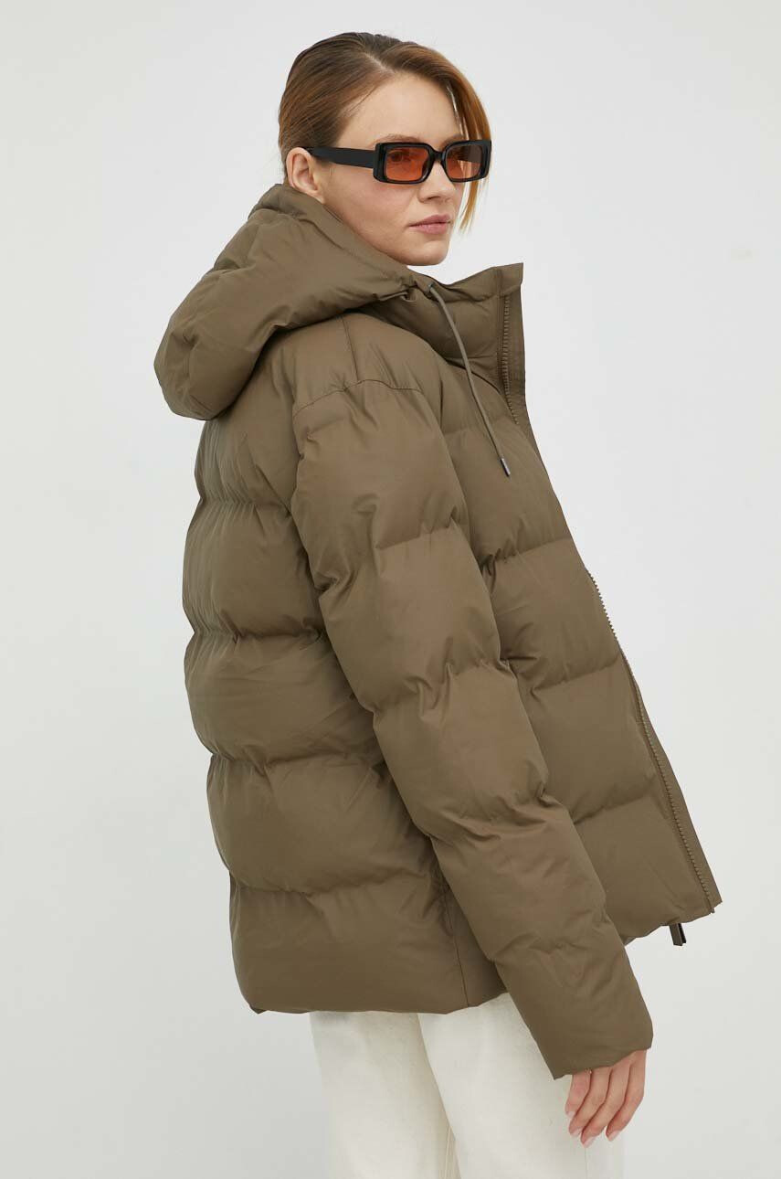 Rains Bunda 15060 puffer jacket hnědá barva zimní - Pepit.cz