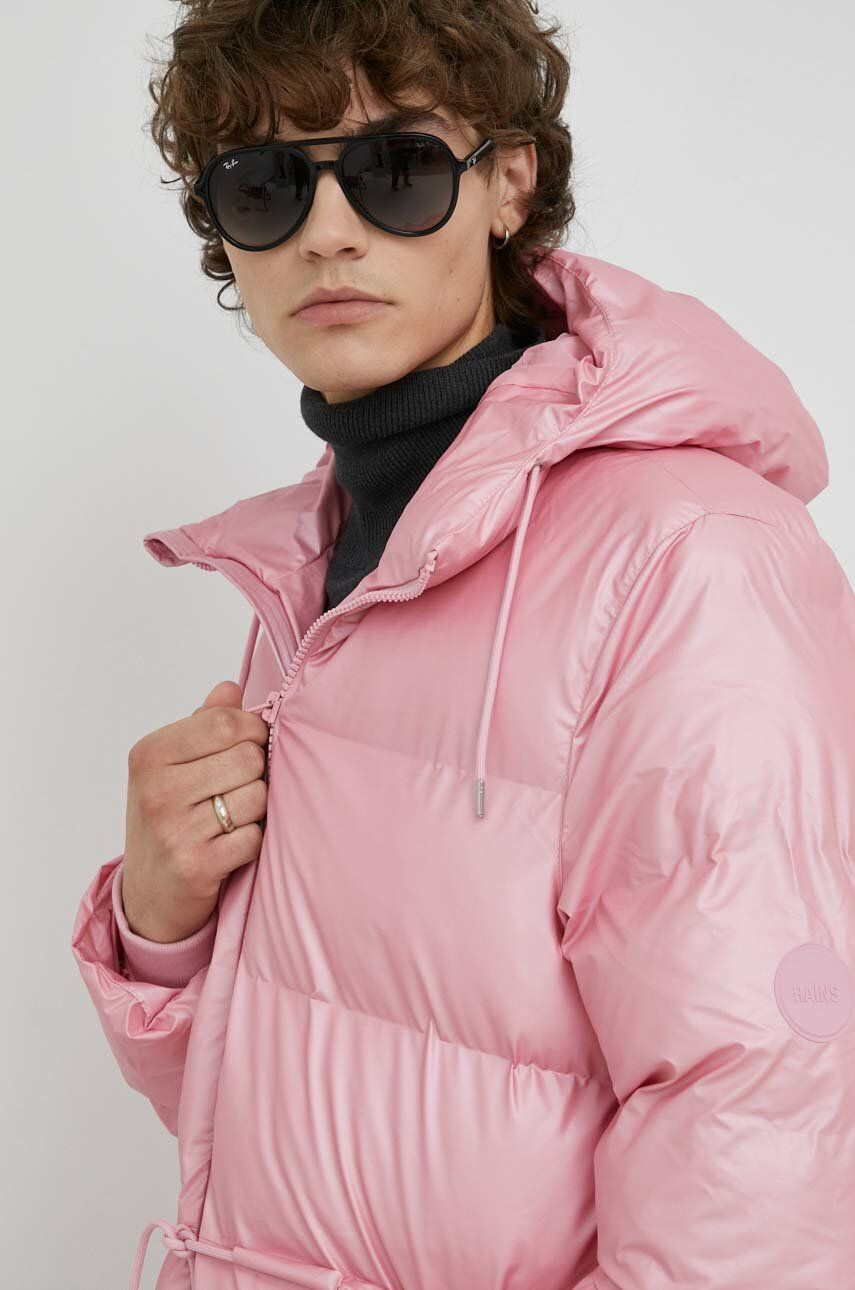 Rains Bunda 15370 Puffer W Jacket růžová barva zimní - Pepit.cz