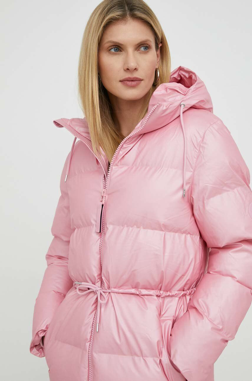 Rains Bunda 15370 Puffer W Jacket růžová barva zimní - Pepit.cz