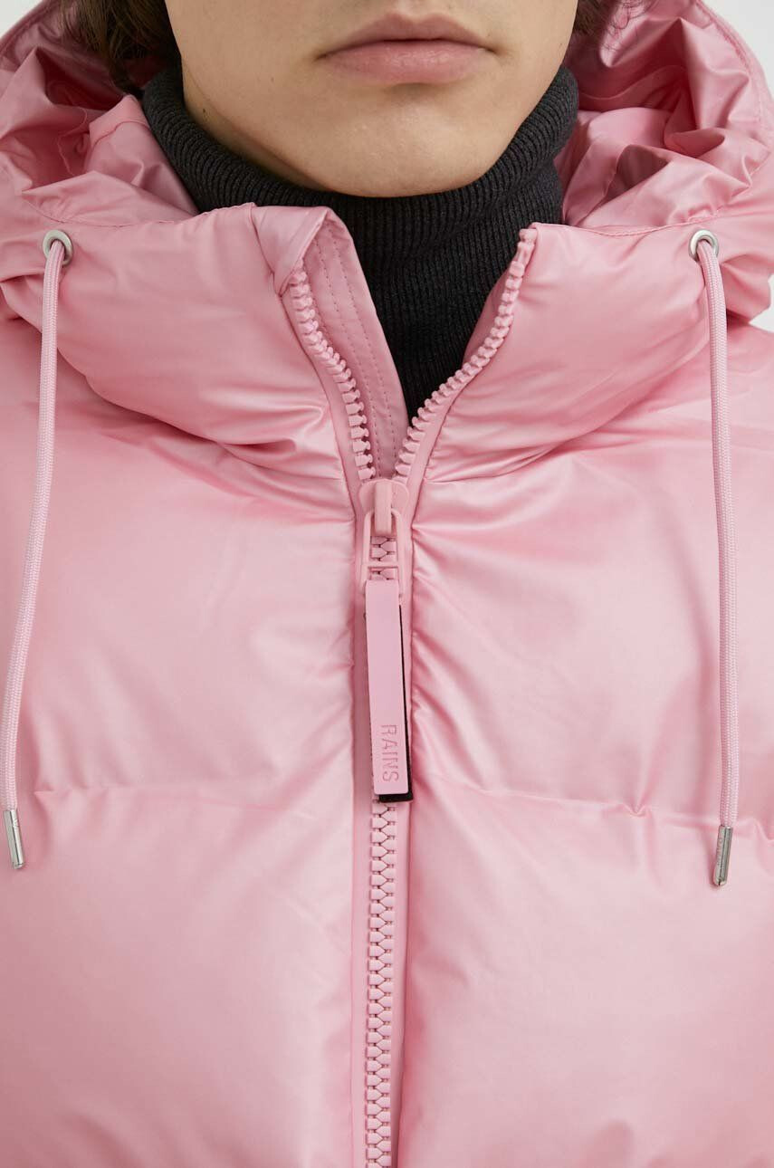 Rains Bunda 15370 Puffer W Jacket růžová barva zimní - Pepit.cz