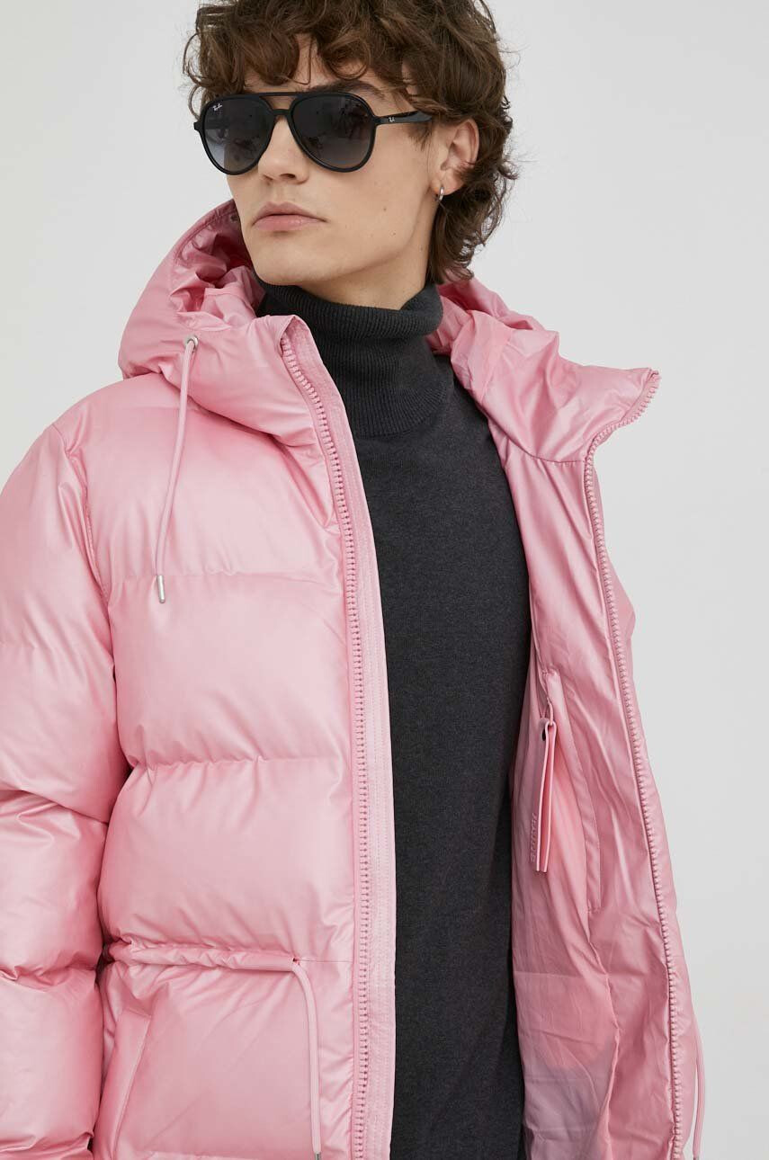 Rains Bunda 15370 Puffer W Jacket růžová barva zimní - Pepit.cz