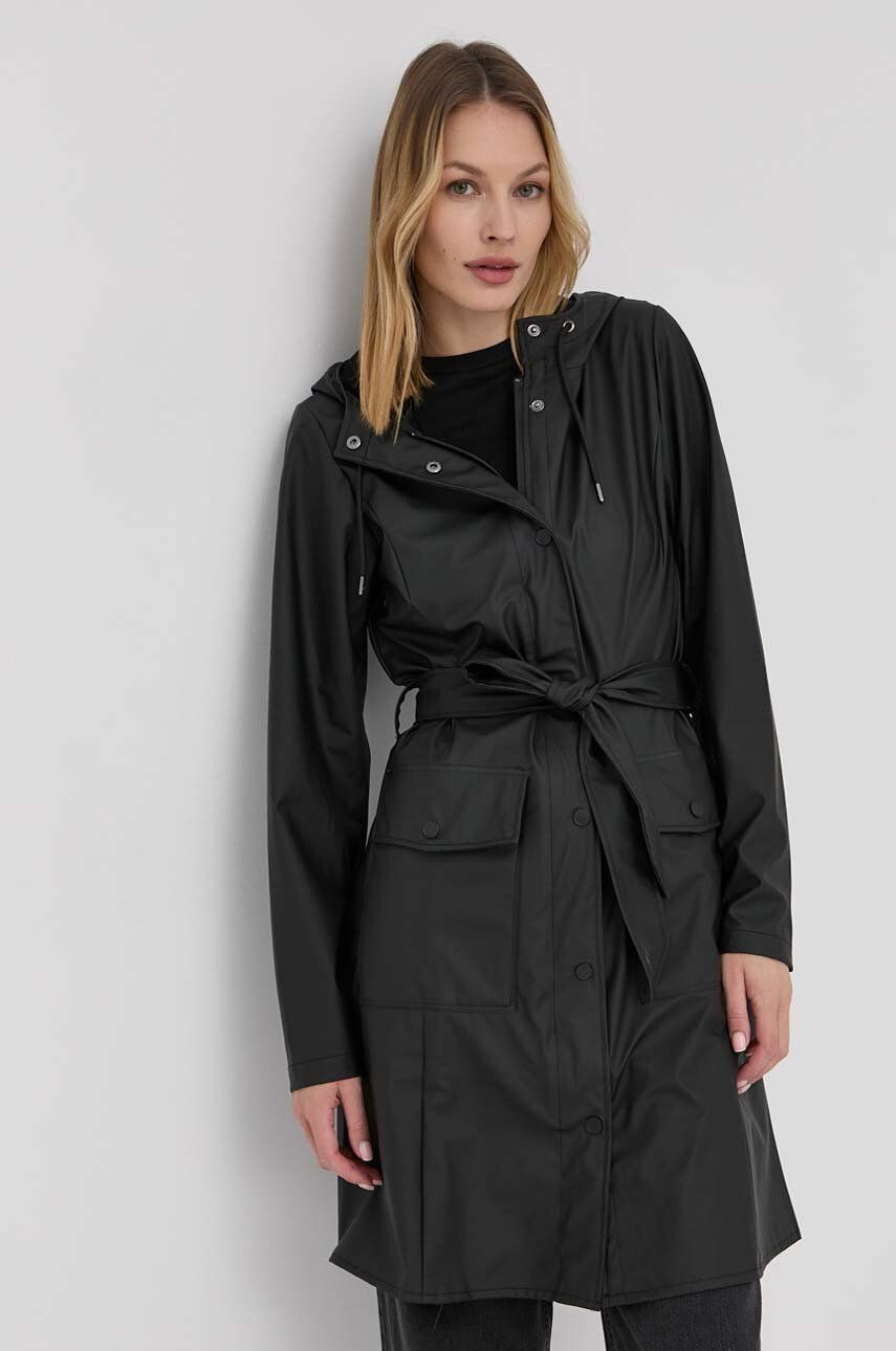 Rains Bunda 18130 Curve Jacket dámská černá barva přechodná - Pepit.cz