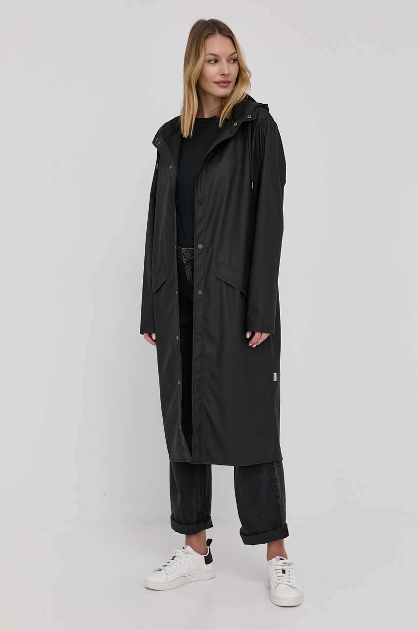 Rains Bunda Longer Jacket černá barva přechodná 18360.01-Black - Pepit.cz