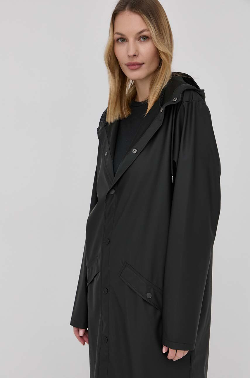 Rains Bunda Longer Jacket černá barva přechodná 18360.01-Black - Pepit.cz