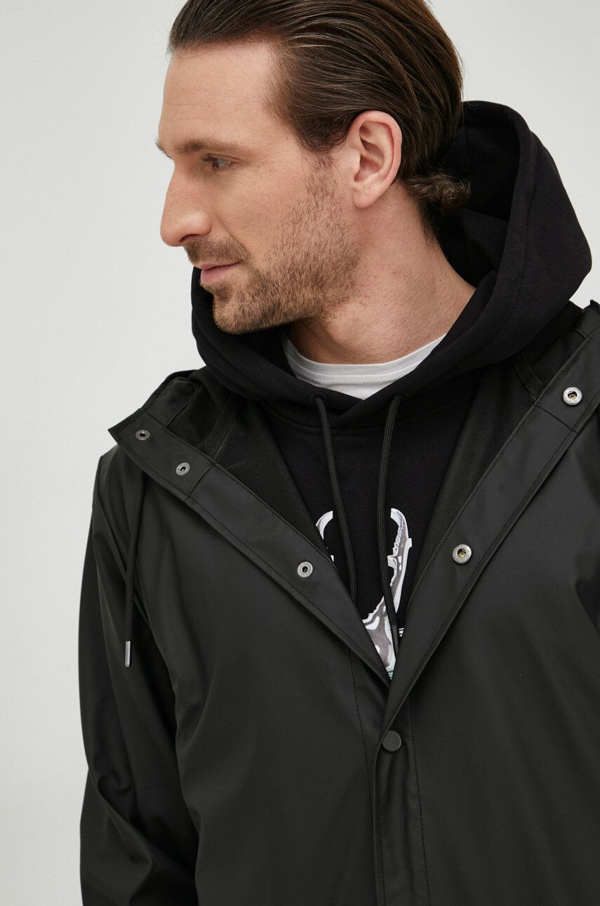 Rains Bunda Longer Jacket černá barva přechodná 18360.01-Black - Pepit.cz