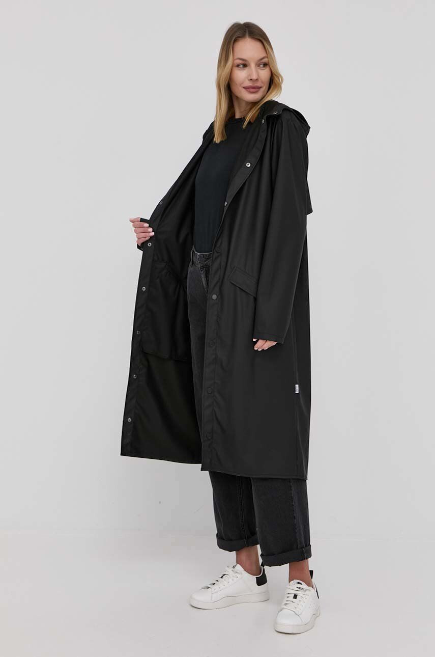 Rains Bunda Longer Jacket černá barva přechodná 18360.01-Black - Pepit.cz