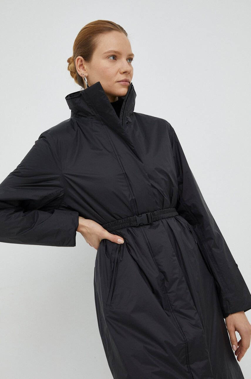 Rains Bunda 15500 Long Padded Nylon W Coat černá barva přechodná - Pepit.cz