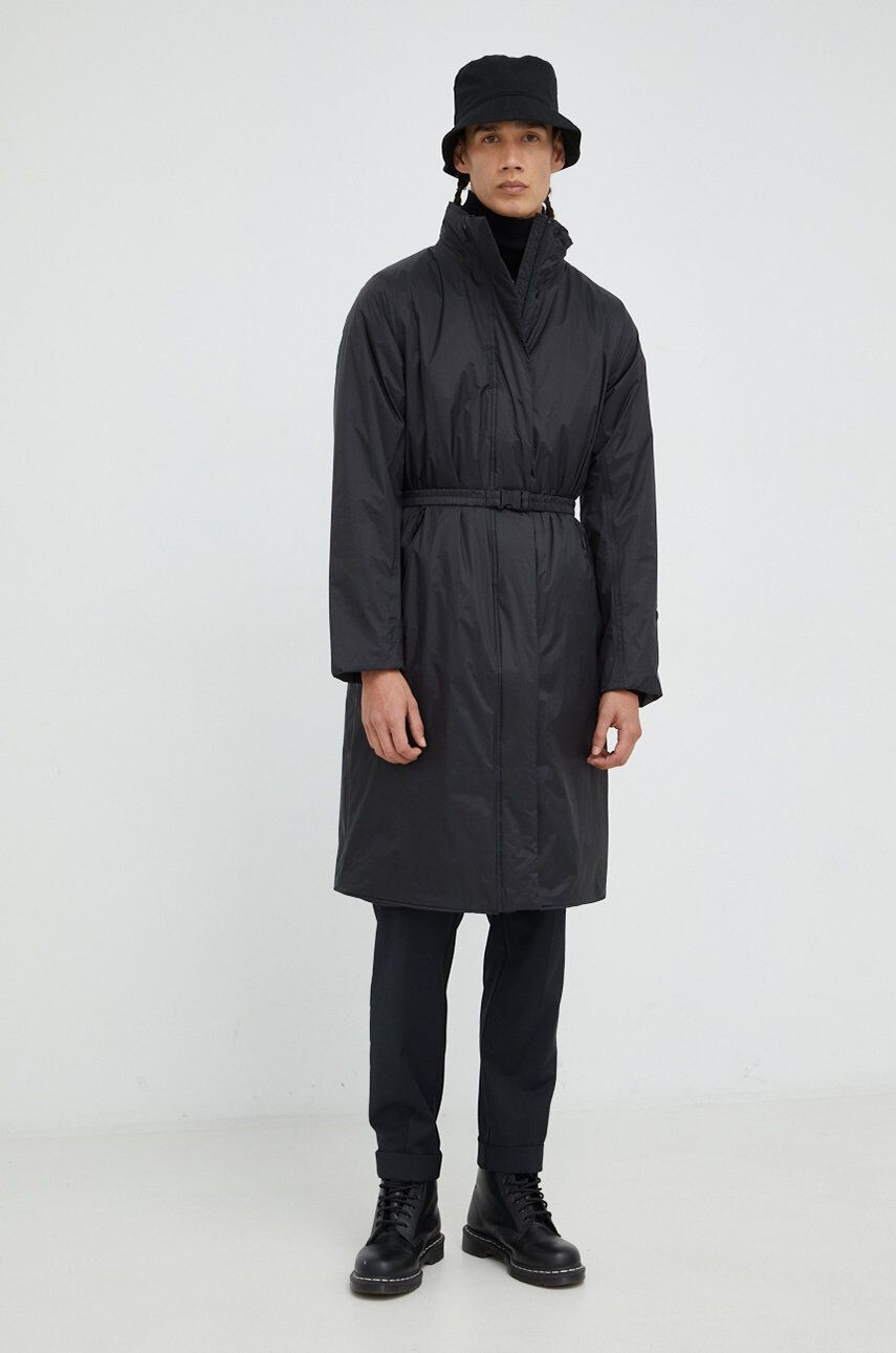 Rains Bunda 15500 Long Padded Nylon W Coat černá barva přechodná - Pepit.cz