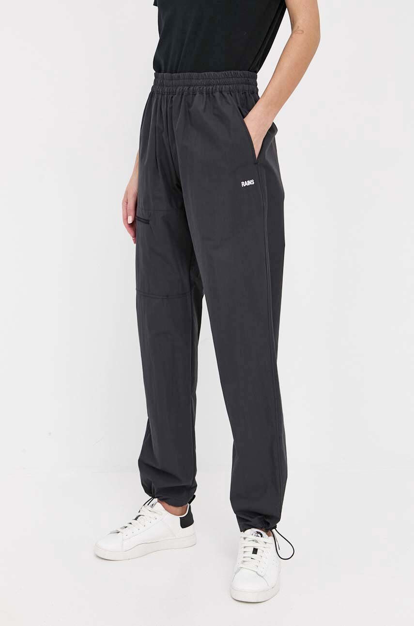 Rains Kalhoty 18700 Woven Pants Regular černá barva jednoduché high waist 18700.01-Black - Pepit.cz