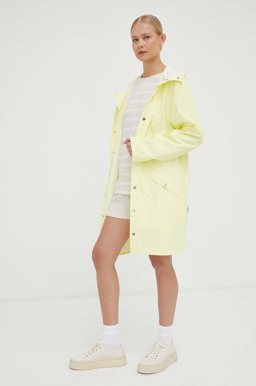 Rains Nepromokavá bunda 12020 Long Jacket žlutá barva přechodná 12020.39-39Straw - Pepit.cz