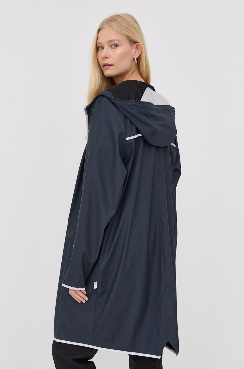 Rains Nepromokavá bunda 18540 Long Jacket Reflective tmavomodrá barva přechodná - Pepit.cz