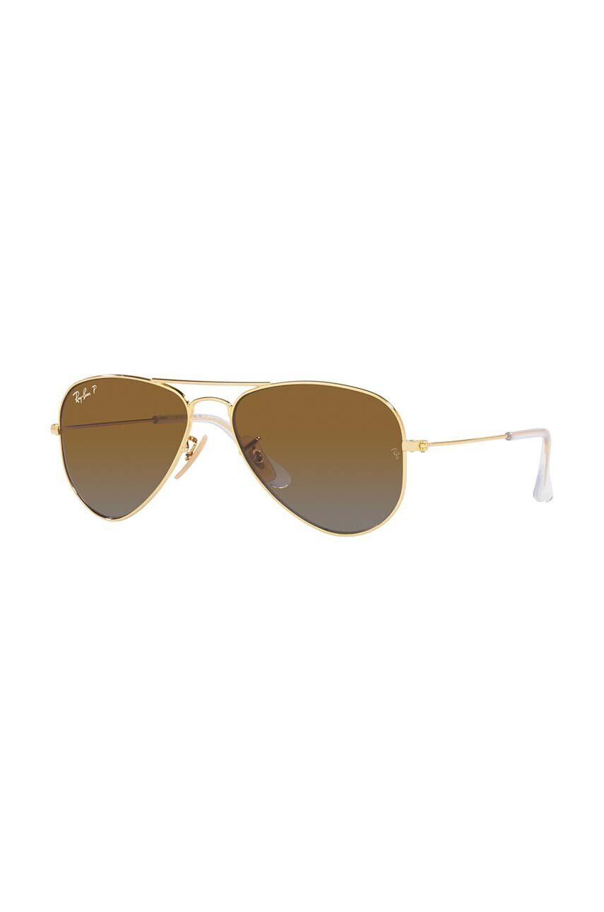 Ray-Ban Dětské sluneční brýle Junior Aviator hnědá barva 0RJ9506S-Polarized - Pepit.cz