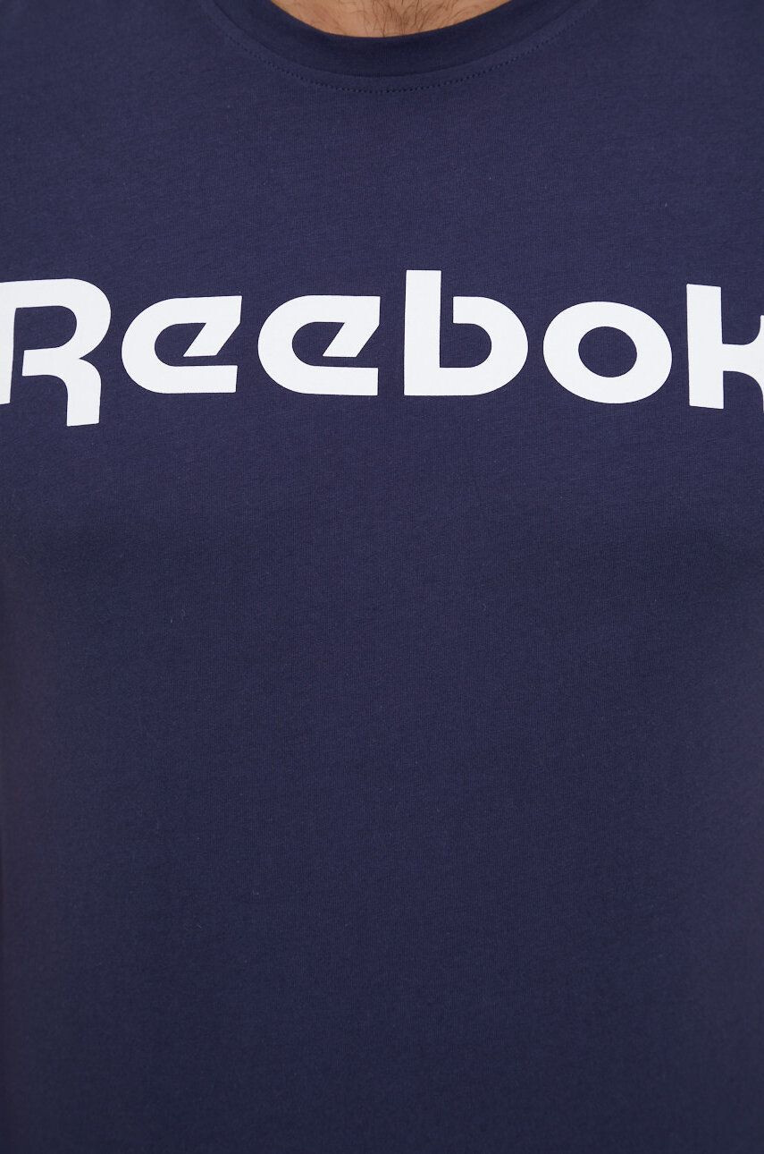 Reebok Bavlněné tričko tmavomodrá barva s potiskem - Pepit.cz