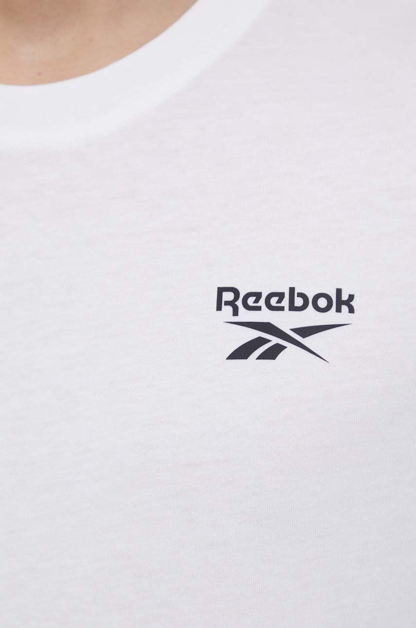 Reebok Bavlněné tričko HG4443 bílá barva s potiskem - Pepit.cz