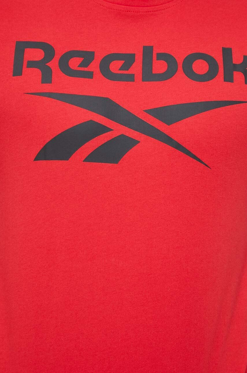 Reebok Bavlněné tričko červená barva s potiskem - Pepit.cz