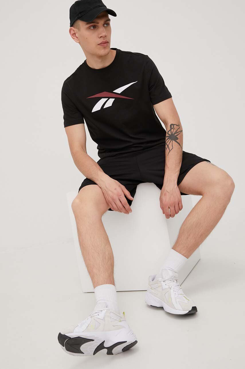 Reebok Bavlněné tričko zelená barva - Pepit.cz