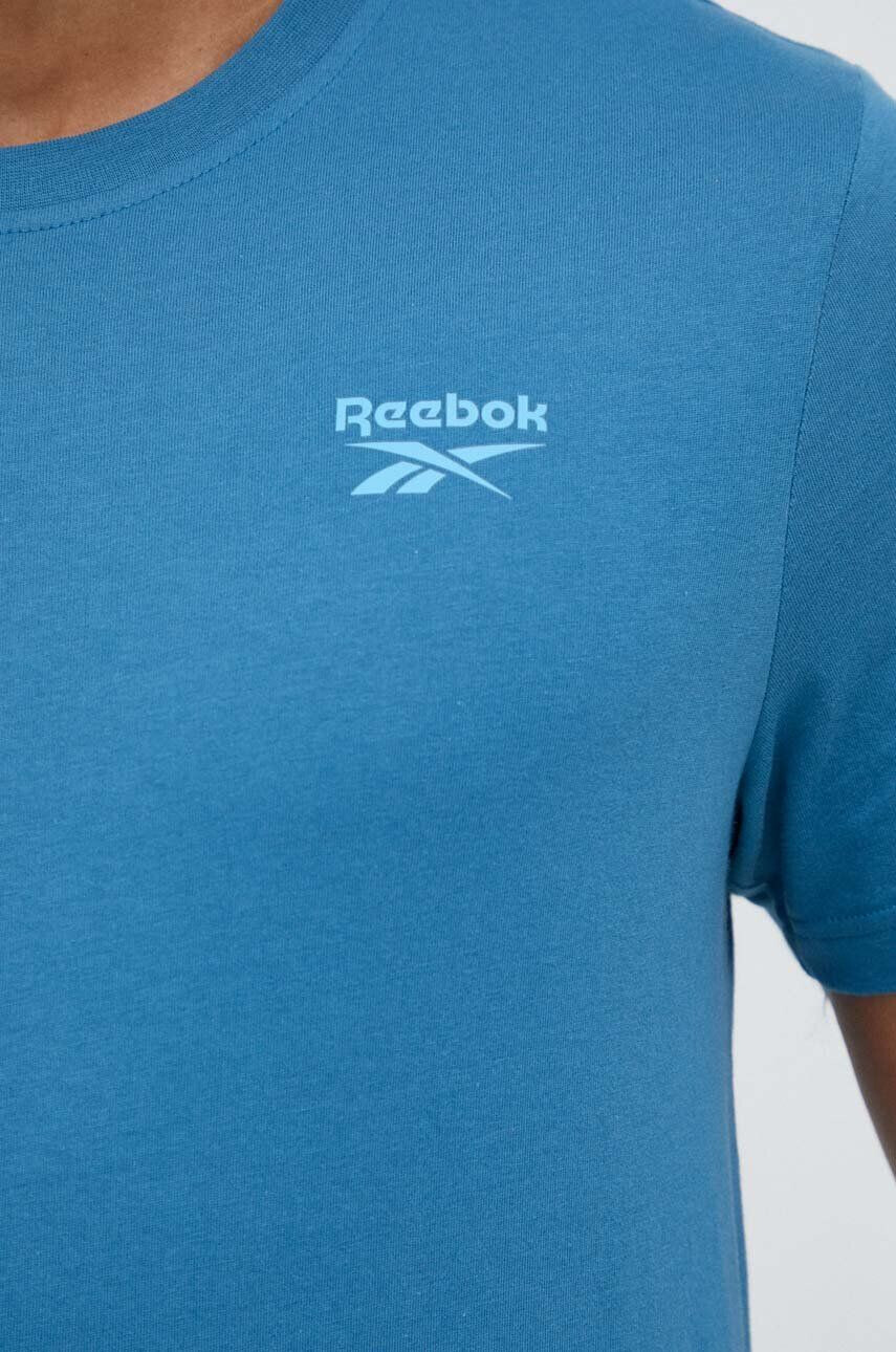 Reebok Bavlněné tričko tyrkysová barva s potiskem - Pepit.cz