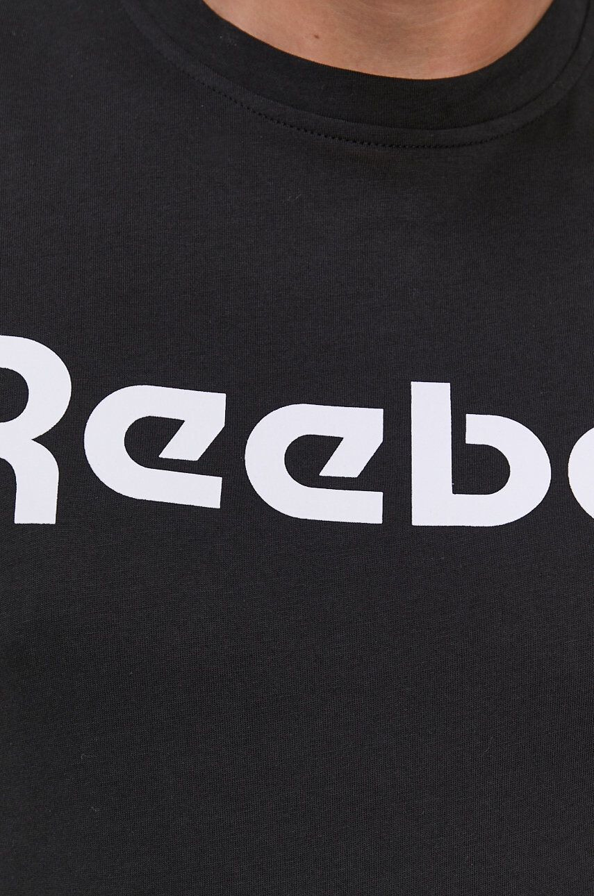 Reebok Bavlněné tričko Street GJ0136 černá barva s potiskem - Pepit.cz