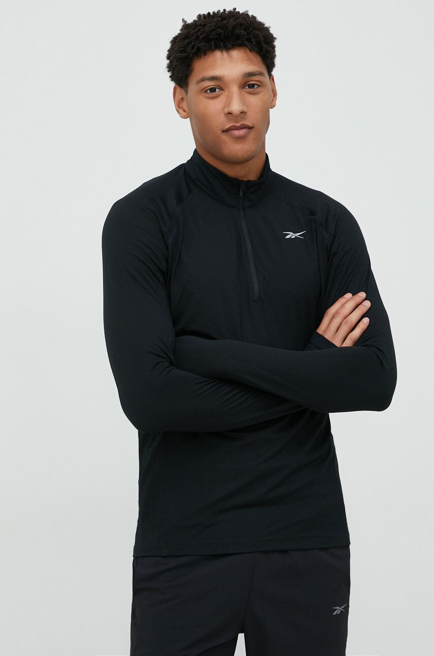 Reebok Běžecké triko s dlouhým rukávem Quarter-zip černá barva - Pepit.cz