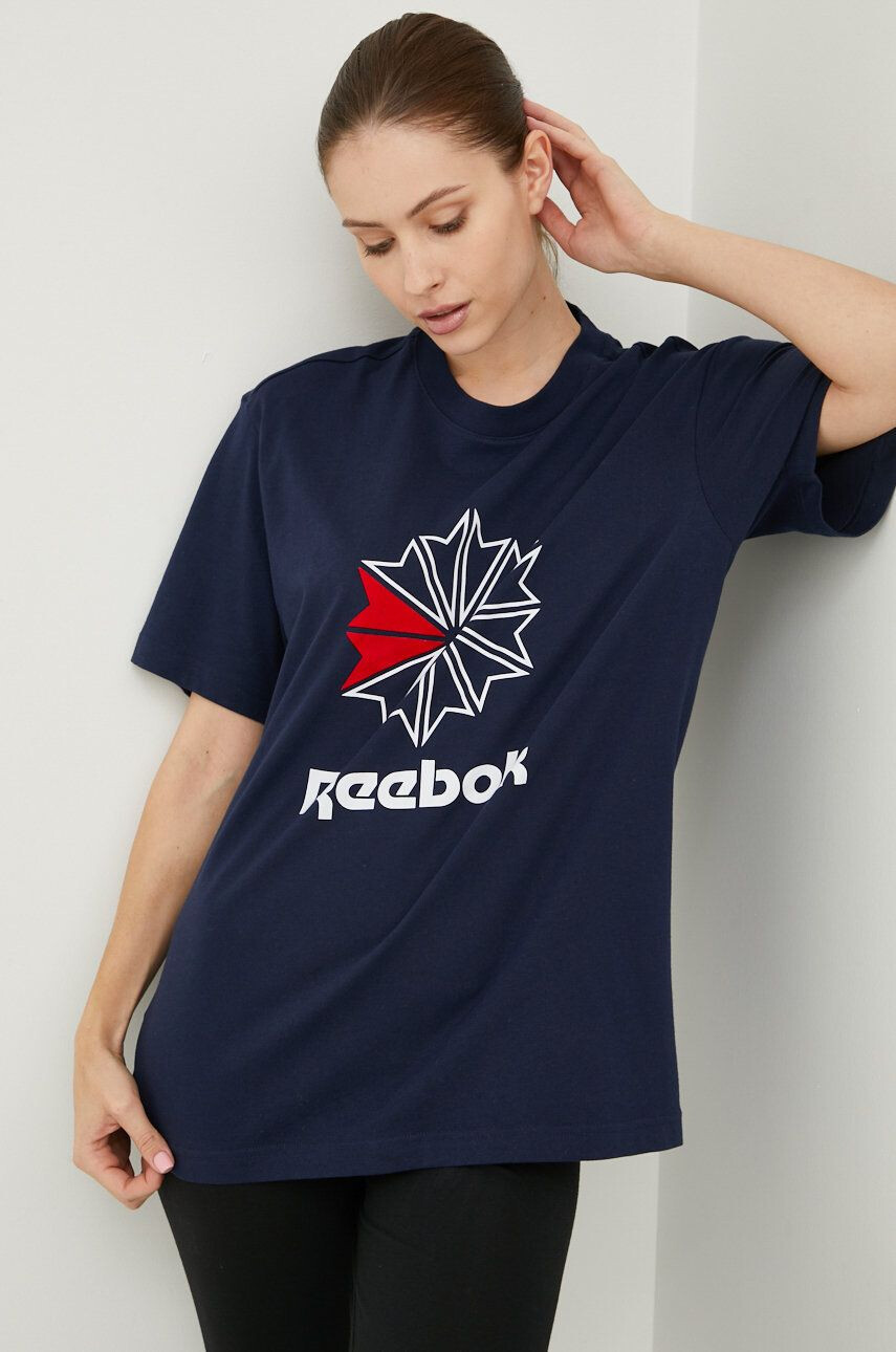 Reebok Classic Bavlněné tričko HD4017 tmavomodrá barva hladké - Pepit.cz