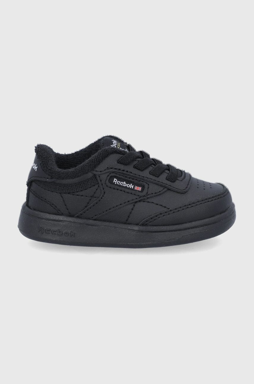 Reebok Classic Dětské kožené boty Club C FZ2096 černá barva - Pepit.cz