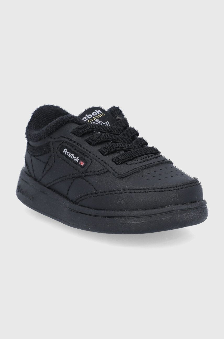 Reebok Classic Dětské kožené boty Club C FZ2096 černá barva - Pepit.cz