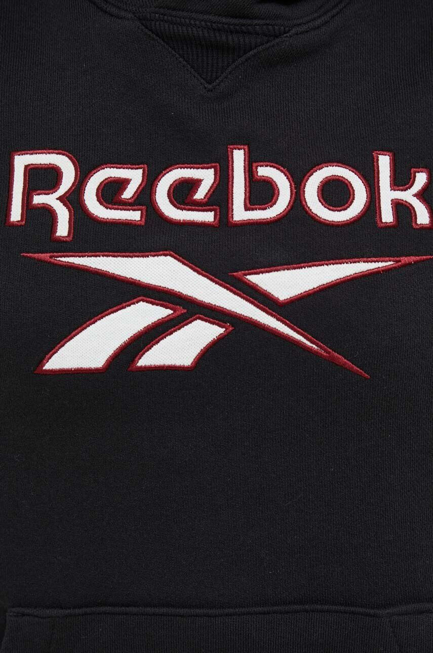 Reebok Classic Mikina dámská černá barva s kapucí s potiskem HS4718-BLACK - Pepit.cz