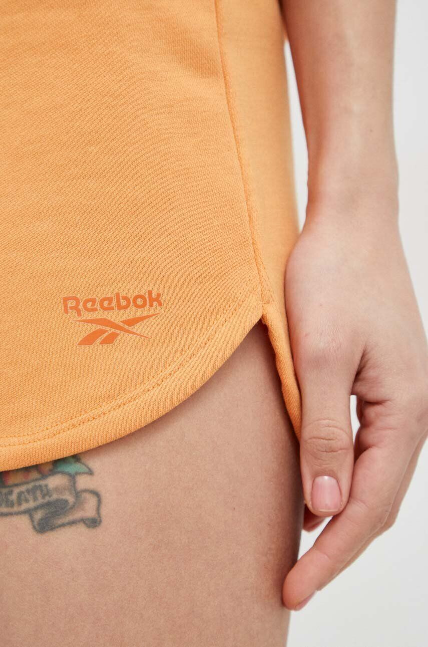 Reebok Kraťasy dámské oranžová barva hladké high waist - Pepit.cz