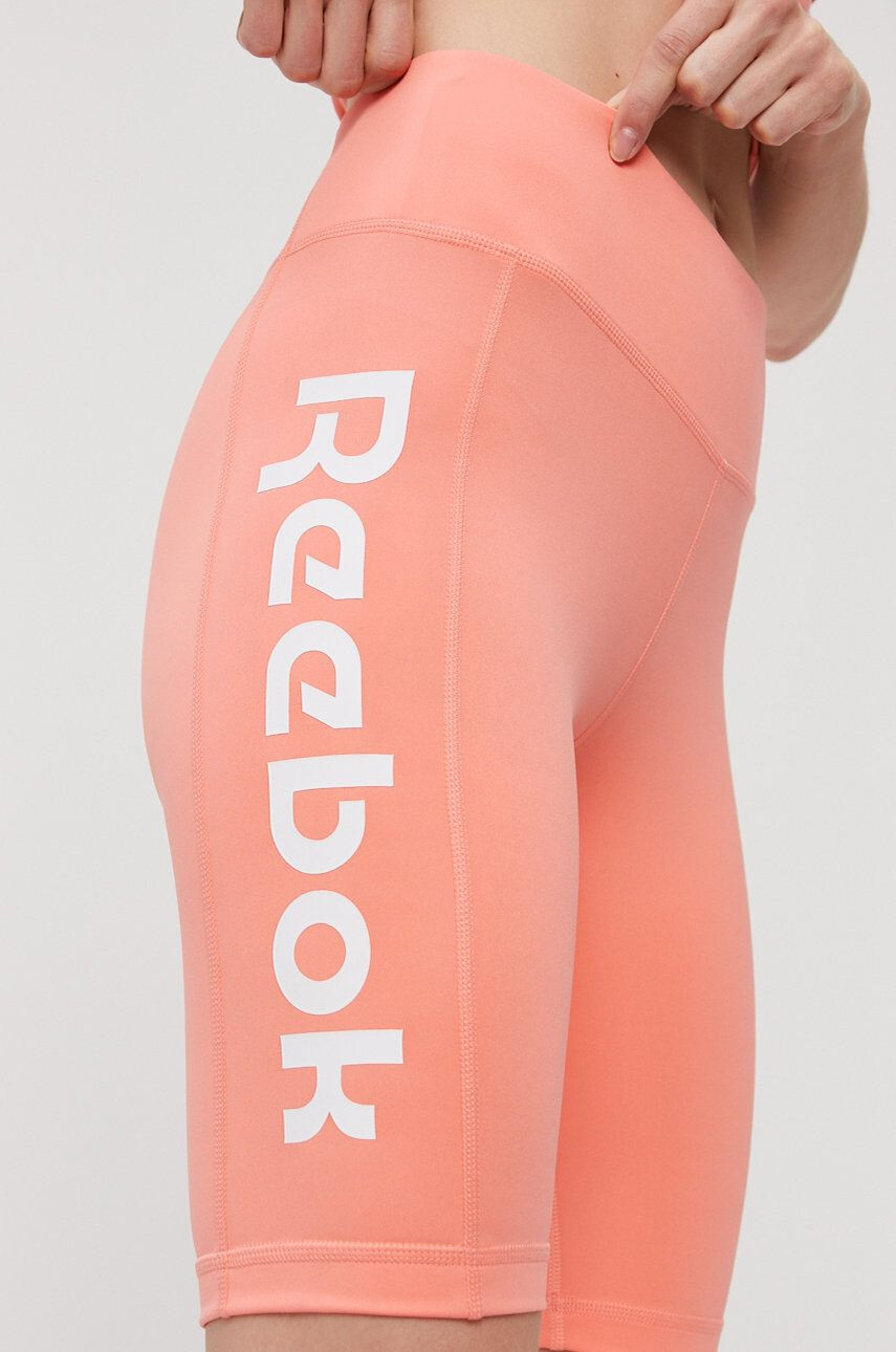 Reebok Kraťasy GP1300 dámské oranžová barva hladké high waist - Pepit.cz