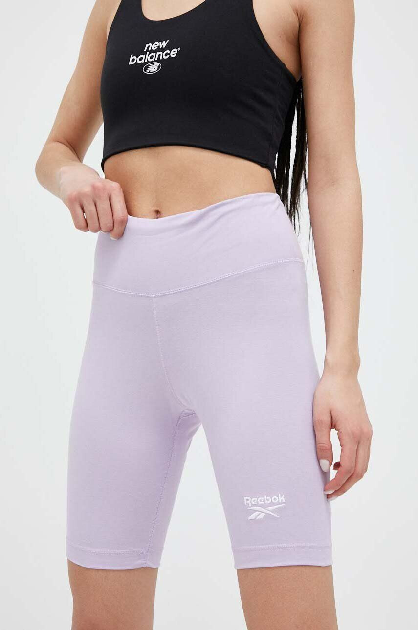 Reebok Kraťasy Identity dámské fialová barva hladké high waist - Pepit.cz